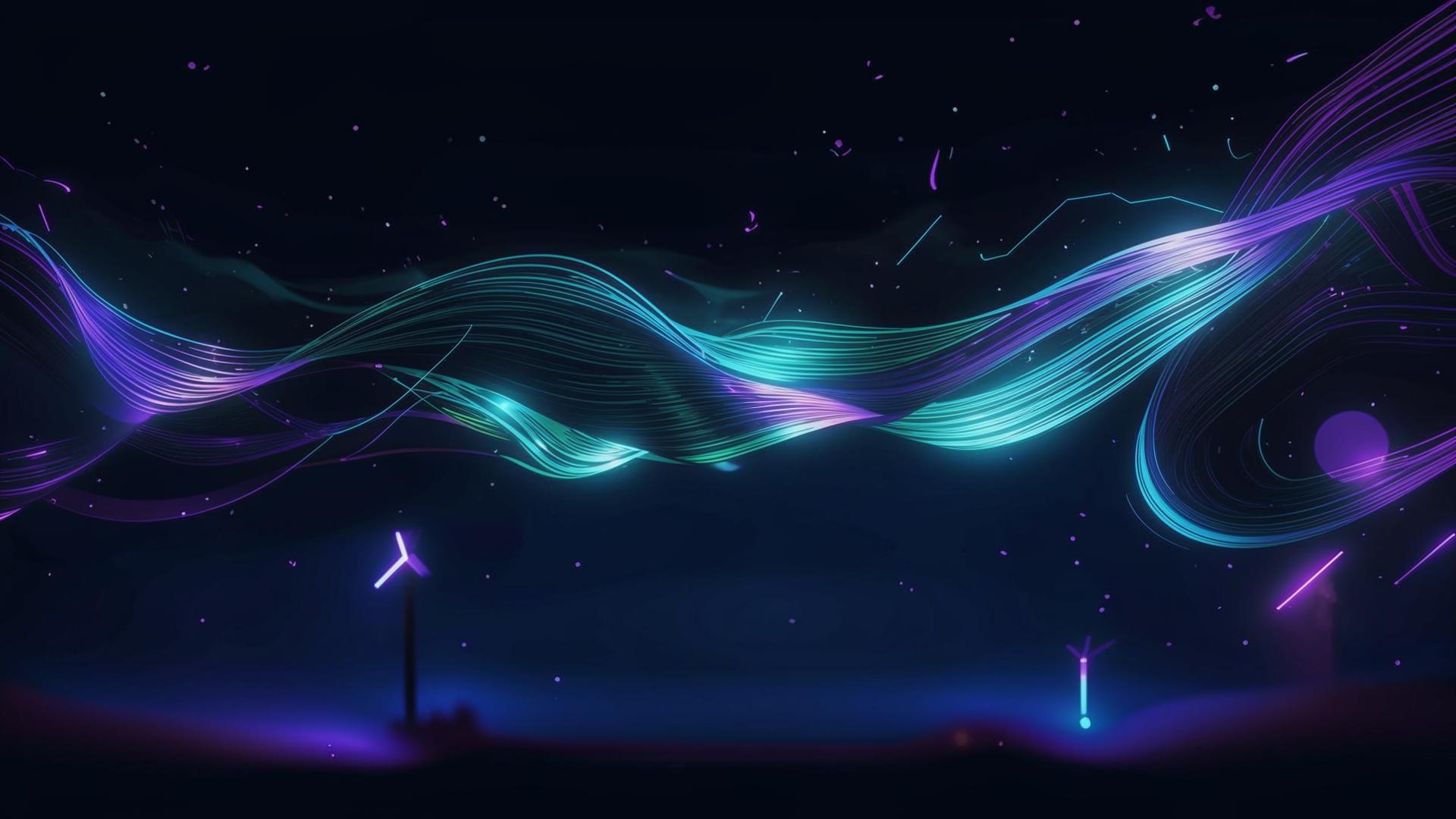 Digital Aurora Ribbon Background